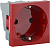 Розетка модульная с з/к и шторками 45х45 мм красная