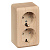 ЭТЮД Розетка двойная наружная с заземлением со шторками Сосна 