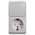 ЭТЮД Блок о/у розетка с/з+выключ 1кл вертик. белый
