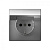 ArtGallery РОЗЕТКА с заземл., со шторками, с крышкой, 16 А, IP20 , АЛЮМИНИЙ
