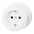 Розетка с заземляющим контактом,керамика, белая