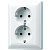 Jung Розетка двойная с заземлением с рамкой , AS 500, ECO Profi, белый